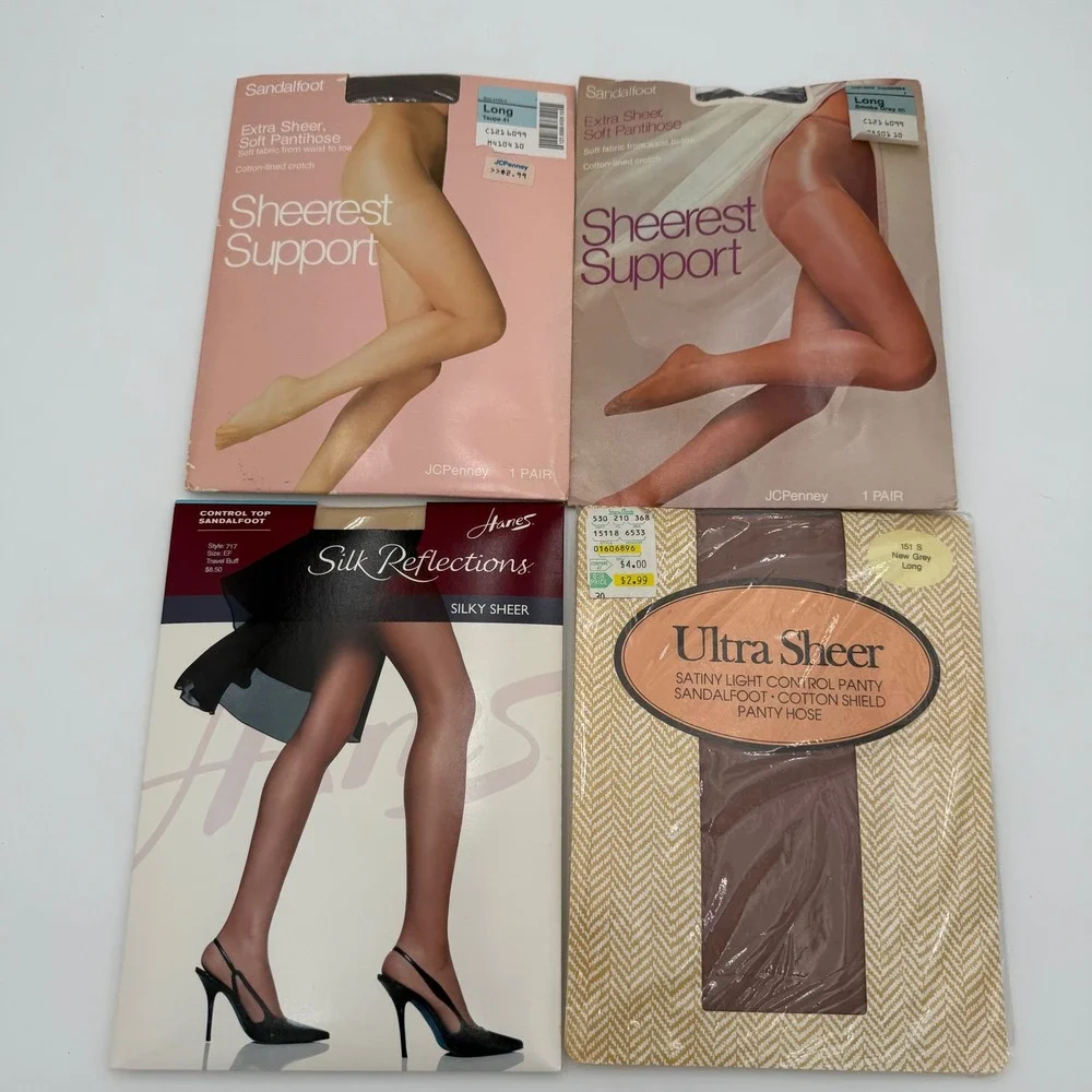 Vintage Hanes JCPenney Evan Picone Sheer Pantyhose Lot of 4 NIP‎ Neutral Tones